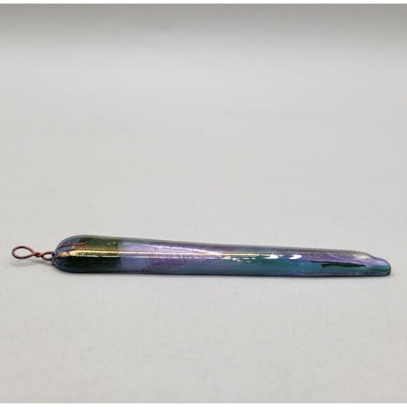 Handmade Fused Glass Icicle Ornaments Multicolor Iridescent Set of 10 - Picture 3 of 7